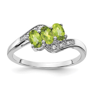 Sterling Silver Rhodium-plated Peridot and Diamond Ring - RM-55CA325B-4763