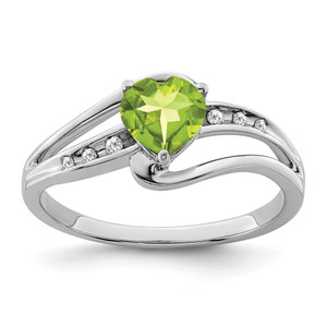 Sterling Silver Rhodium-plated Peridot and Diamond Ring - RM-D537B1CA-4594