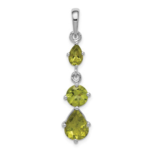 Sterling Silver Rhodium-plated Peridot Pendant - QP-AE94FC18-7318