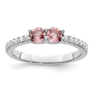 Sterling Silver Rhodium-plated Pink CZ Ring - QR-DBE654EB-3468