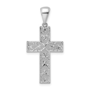 Sterling Silver Rhodium-plated Polished & D/C Cross Pendant