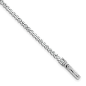 Sterling Silver Rhodium-plated Polished 2.5mm CZ 7.5 inch Tennis Bracelet