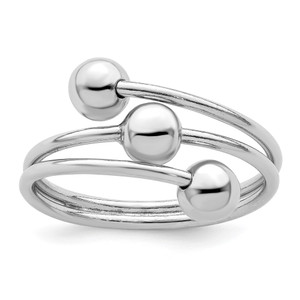 Sterling Silver Rhodium-plated Polished 3 Ball Ring - QR-F9B87328-5530