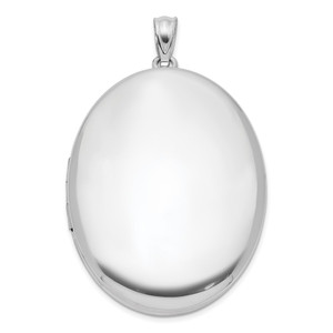 Sterling Silver Rhodium-plated Polished 34mm Oval Locket