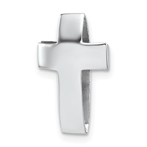 Sterling Silver Rhodium-plated Polished 3D Latin Cross Chain Slide Pendant
