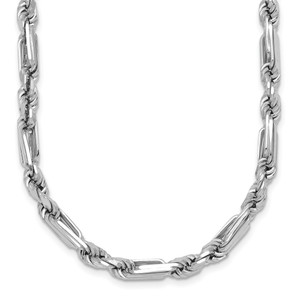 Sterling Silver Rhodium-plated Polished 4.75mm Figaro Rope Chain 19.75 inch Necklace