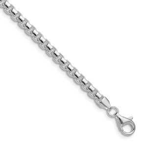 Sterling Silver Rhodium-plated Polished 4mm Round Box Chain - QF-961994AE-7561