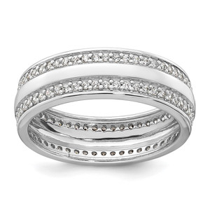 Sterling Silver Rhodium-plated Polished 6.5mm CZ Band Size 7 Ring