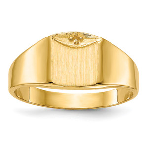 14k 7.0x8.0mm Closed Back Diamond Signet Ring Mounting