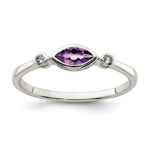 Sterling Silver Rhodium-plated Polished Amethyst/White Topaz Ring - QR-453B9895-6388