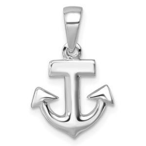 Sterling Silver Rhodium-Plated Polished Anchor Pendant - PL-BA54975D-4919