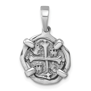 Sterling Silver Rhodium-plated Polished and Antiqued Medieval Coin Pendant - LP-6D0DB9E0-6353