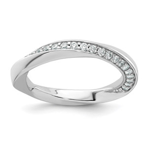 Sterling Silver Rhodium-plated Polished and Twisted CZ 3.1mm Band Size 7 Ring