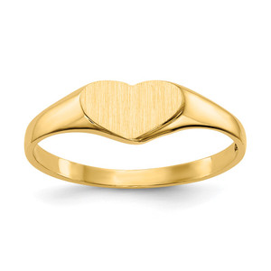 14k 7.5x5.5mm Closed Back Heart Signet Ring