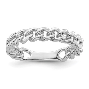 Sterling Silver Rhodium-plated Polished Chain Link Ring - QR-EC8C1342-8873