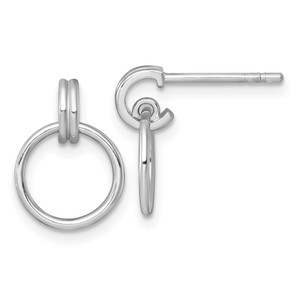 Sterling Silver Rhodium-plated Polished Circle Post Dangle Earrings - QE-7C0A8F2D-5567