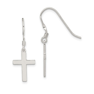 Sterling Silver Rhodium-plated Polished Cross Dangle Earrings - QE-CD07D811-6403