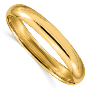 14k 7/16 Oversize High Polished 10.00mm Hinged Oval Bangle Bracelet