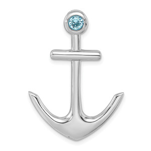 Sterling Silver Rhodium-Plated Polished Crystal Anchor Chain Slide - PL-1502CFB5-6457