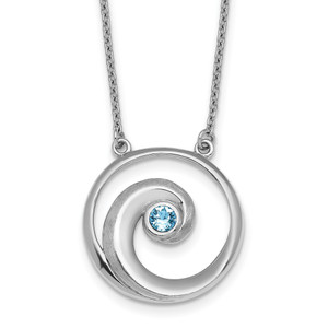 Sterling Silver Rhodium-plated Polished Crystal Wave 16 inch with a 2 inch extention Necklace