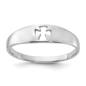 Sterling Silver Rhodium-plated Polished Cut-out Cross Ring - QR-4094914E-7508