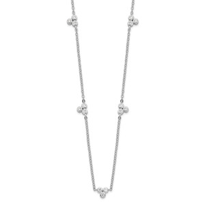 Sterling Silver Rhodium-plated Polished CZ 5 Stations Necklace