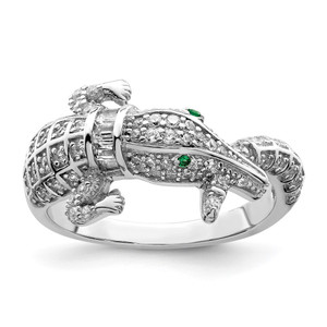 Sterling Silver Rhodium-plated Polished CZ Alligator Ring - QR-356E8E73-2181