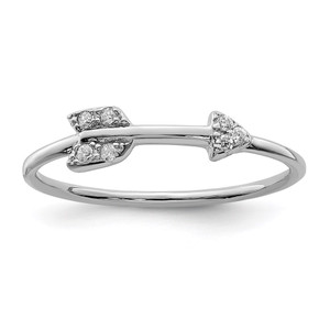 Sterling Silver Rhodium-plated Polished CZ Arrow Ring - QR-E80DA6DF-4823