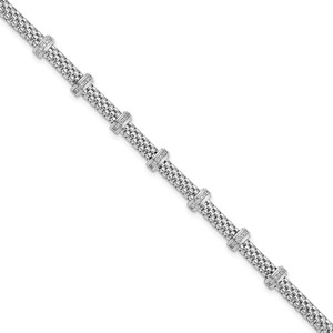 Sterling Silver Rhodium-plated Polished CZ Bracelet - QG-4E8B3E44-6471