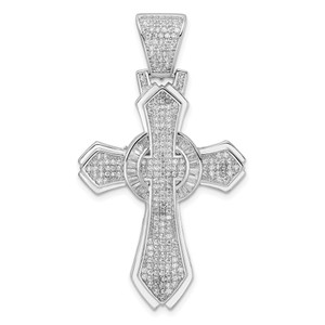 Sterling Silver Rhodium-plated Polished CZ Cross Pendant - QC-B6600B39-8445