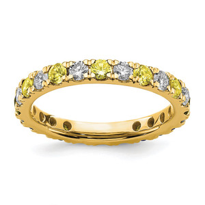 14k 7/8 carat Lab Grown Diamond VS/SI+ G+ and Lab Created Yellow Sapphire Size 8 Eternity Band