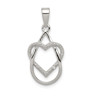 Sterling Silver Rhodium-plated Polished CZ Heart Pendant - QP-C2B5E057-4158