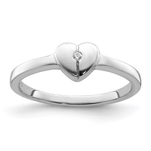 Sterling Silver Rhodium-plated Polished CZ Heart Ring - QR-2FAE241F-9807