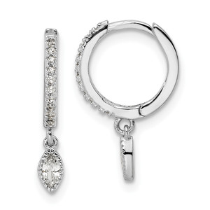 Sterling Silver Rhodium-plated Polished CZ Hinged Hoop Earrings - QE-4B97B666-1429