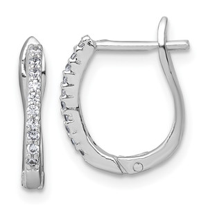 Sterling Silver Rhodium-plated Polished CZ Hoop Earrings