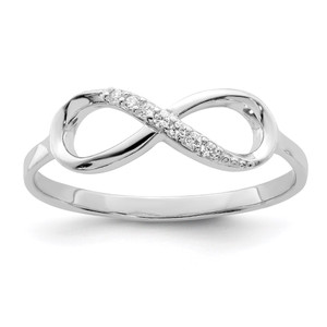 Sterling Silver Rhodium-plated Polished CZ Infinity Ring - QR-9D297887-8669