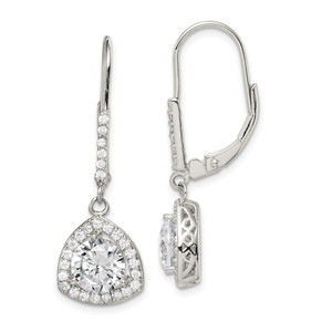 Sterling Silver Rhodium-plated Polished CZ Leverback Earrings - QE-9FFEF83C-2538