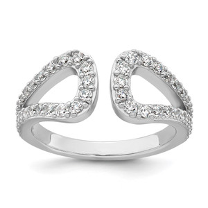 Sterling Silver Rhodium-plated Polished CZ Open Top Size 8 Ring