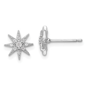 Sterling Silver Rhodium-plated Polished CZ Star Post Earrings - QE-E6227606-2239