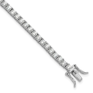 Sterling Silver Rhodium-plated Polished CZ Tennis Bracelet - QG-4E0A5E22-4070