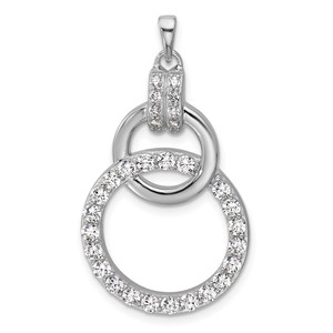 Sterling Silver Rhodium-plated Polished CZ Two Circle Pendant