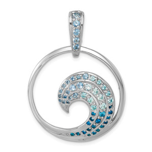 Sterling Silver Rhodium-Plated Polished CZ Wave Pendant - PL-993618A3-2608
