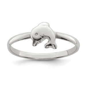 Sterling Silver Rhodium-plated Polished Dolphin Children's Ring - QR-55090B54-4879