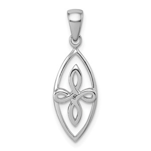 Sterling Silver Rhodium-plated Polished Fancy Celtic Knot Pendant