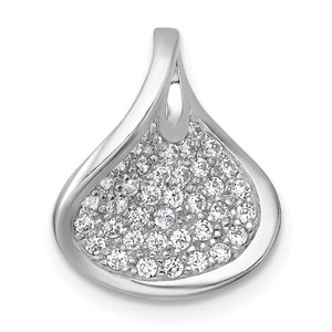 Sterling Silver Rhodium-plated Polished Fancy Curved CZ Pendant