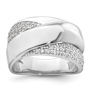 Sterling Silver Rhodium-plated Polished Fancy CZ Size 7 Ring