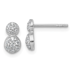 Sterling Silver Rhodium-plated Polished Fancy CZ Two Circles Post Earrings