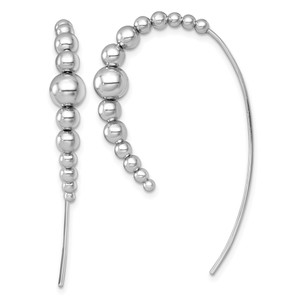Sterling Silver Rhodium-plated Polished Graduated Beads Threader Earrings - QE-09C12CA4-5815