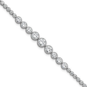 Sterling Silver Rhodium-plated Polished Graduated bezel-set CZ 8 inch Tennis Bracelet