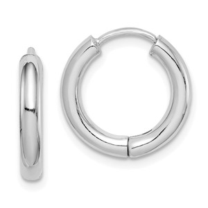 Sterling Silver Rhodium-plated Polished Hollow Hinged Hoop Earrings - QE-033B71EC-8594